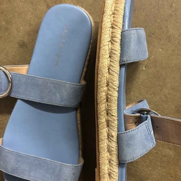 Stuart Weitzman Mykonos Two Strap Suede Blue Periwinkle Sandals Size 9 - Picture 4 of 4